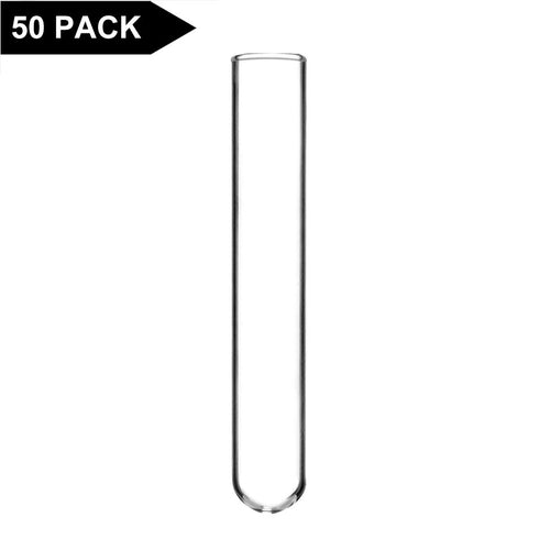 StonyLab 50 Pack Borosilicate Glass Round Bottom Test Tubes, 12mm OD X 75mm Length