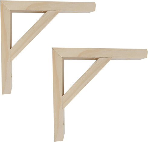 Dnyta 2 Pcs Wall Mount Wood Shelf Brackets, 5.8"x5.8" Natural Solid Wood