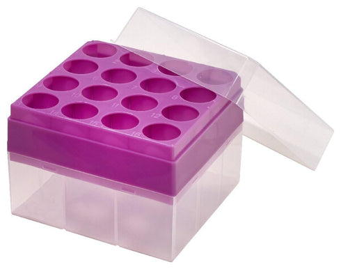 Caplugs Evergreen 240-6650-K3D Centrifuge Tube Storage Box. for 50 mL Centrifuge Tubes, 16 Places, Polypropylene, Fuchsia