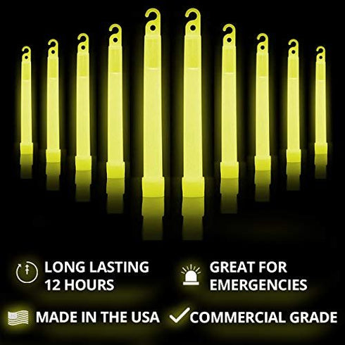 Cyalume Yellow Emergency Glow Sticks - 6” SnapLight, 8 Hour Duration, Bulk Pack of 30