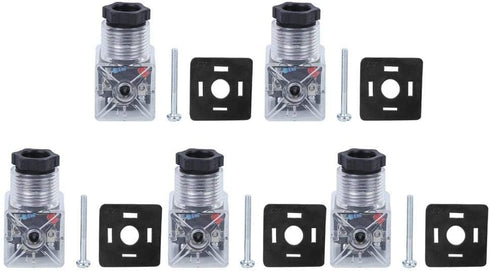 5Pcs Hydraulic Solenoid Valve Solenoid Coil Plug, Transparent Universal with Light, DC24 (5 Sold at a Time)