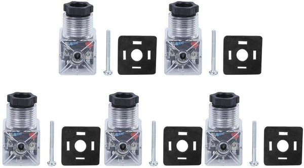 5Pcs Hydraulic Solenoid Valve Solenoid Coil Plug, Transparent Universal with Light, DC24 (5 Sold at a Time)