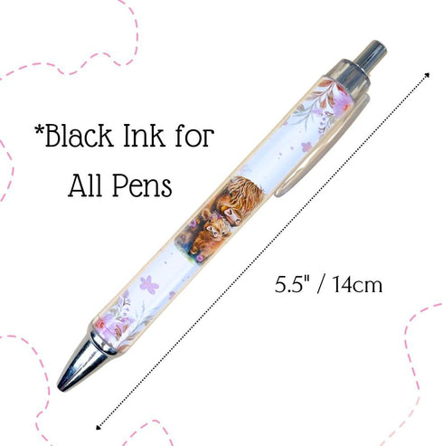 YJ PREMIUMS 6PC Highland Cow Pens Set, Kawaii Cute Cow Print Stationary Supplies for School Home Office Gifts