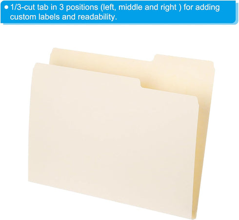 PATIKIL 20pcs Manila Folders, 8.5 x 11, Letter Size, 1/3 Cut Paper Organizer, Bulk for Classroom, Home, Office, Beige