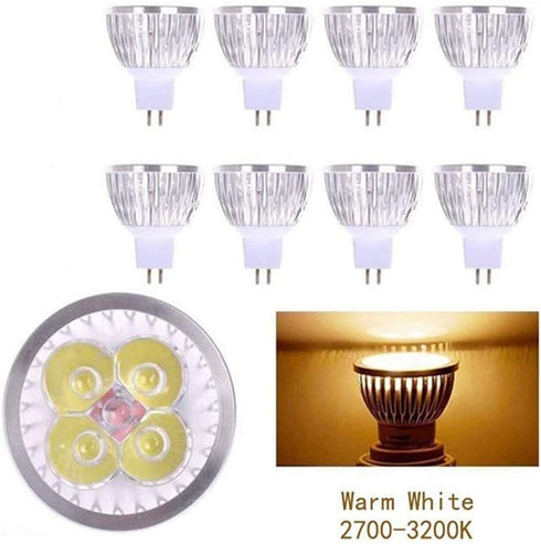 JKLcom 4W LED MR16 Bulbs, 12V, 4W LED Spotlight Bulb, GU5.3 Base, Warm White 3000K, 8 Pack for Landscape Track Light