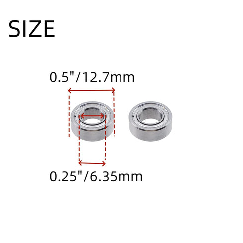 1/4" Bit,Interior:6.35MM Outer:12.7MM,Pack 5 The Shank with Bearings Accessory Kit,Shank Ball Bearing Router Bit fit
