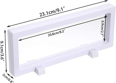 Skelang 3D Floating Display Case, White Rectangular Coin Holder Display Stand, 9"×3.54"×0.75" for Coins and Jewelry
