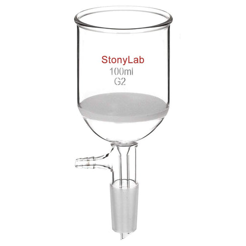StonyLab Borosilicate Glass Buchner Filtering Funnel 100ml with Medium Frit(G2), 24/40 Standard Taper Joint