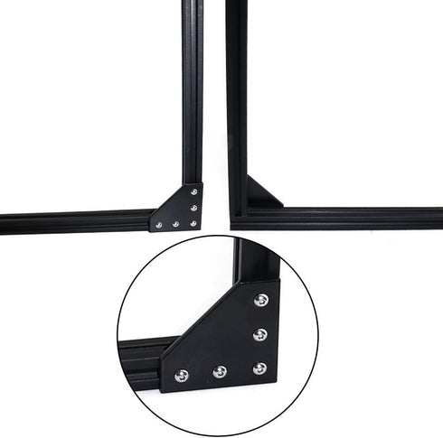 2020 Series Black L Shape Joint Plate Bracket Kit - 4pcs Joint Plate, 20pcs M5 T-Slot Nuts