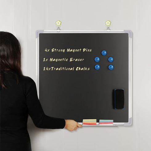 Navy Penguin Set 24 24 1 14 (7 4 Chalkboard - x in Black Board with Magnetic Chalk Eraser, Chalk Sticks Colors)