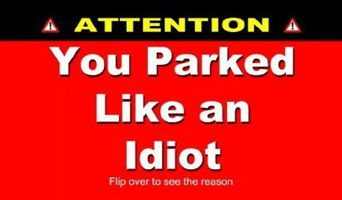 You Parked Like an Idiot Business Cards for Bad Parking