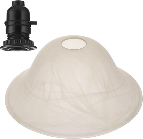 ZALIR E26 E26 Glass Lamp Shade Replacement with Marble Veins, Shade Replacement for Torchiere Lamp, Alabaster Glass