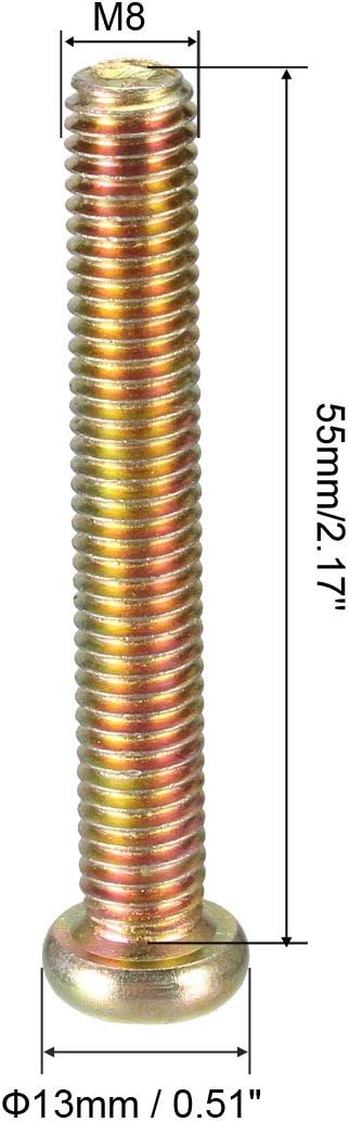uxcell M8x55mm Hex Socket Machine Screws, Zinc Plated Fasteners, Full Thread Carbon Steel, 10 Pcs