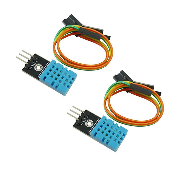 2PCS DHT11 Temperature Humidity Sensor Module Detector with Wires, Digital Single Bus 3.3V-5V