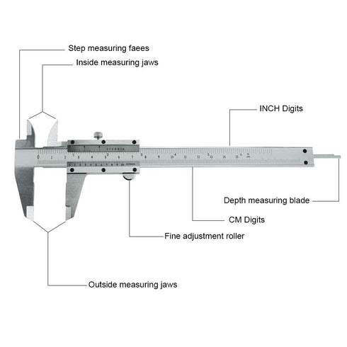 Vernier Caliper, 6 Inch/150mm Professional Micrometer, Stainless Steel Measuring Tool for Depth and Step Measurements