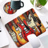 Gaming Mouse Pad Customized Tapestry Guitar Design Non-Slip Rubber Base with Coaster Set for Office and Gaming