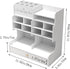 White Pen Organizer with Drawer, DIY Pencil Holder Desk Tidy Caddy for Home, Office, and School (PB18-1-White)