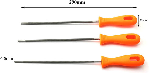 3pcs Chainsaw Chain Sharpening File Set, Chainsaw Files Sharpener with Plastic Handle for Woodworking