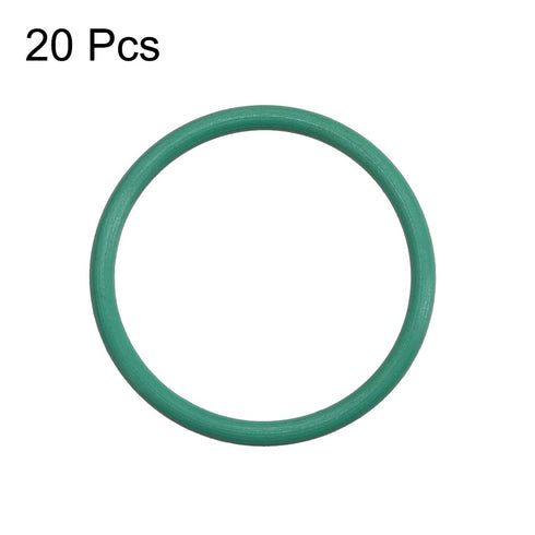uxcell Fluorine Rubber O-Rings, Pack of 20 FKM Seal Gasket for Machinery Plumbing, 20mm OD 17mm ID 1.5mm Width, Green