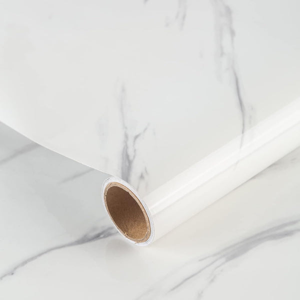 JSEVEM Grey White Marble Wallpaper, 15.74" 118.11" Self Adhesive Removable Decor for Kitchen Countertop