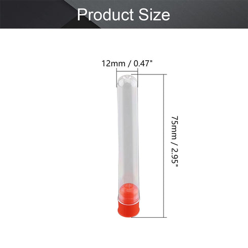 Othmro 300Pcs Clear Plastic Test Tubes with Red Caps, 12mmx75mm Mini Test Tubes with Lids, for Jewelry Seed Beads Powder Spice Liquid Experiment Yeast Specimen Sample Laboratory