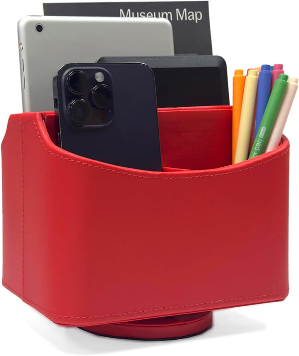 UnionBasic Rotating Desk Organizer, 360 Degree Spinning Caddy for TV Guide, Mail, Remote Controller Holder, Red