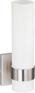 XiNBEi Lighting ADA Wall Sconce, Opal Cylinder Glass in Brushed Nickel, Bathroom Vanity Light for Living Room