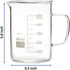 Glass Beaker Mug with Handle, Double Graduated, 500ml (16.9oz/2.1cup) with Pouring Spout
