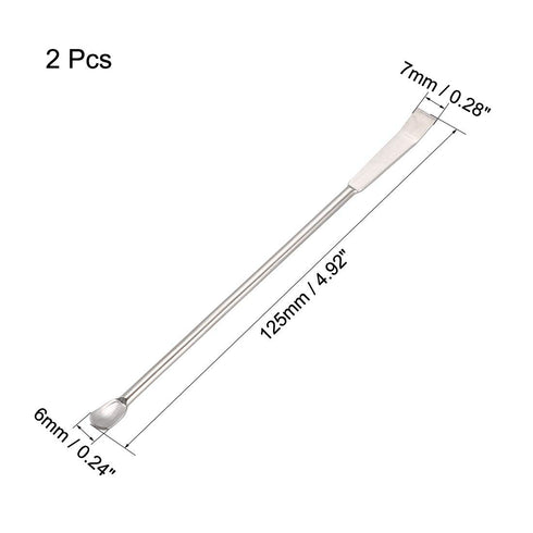 uxcell Micro Lab Sampling Reagent Spoon 304 Stainless Steel 2 in 1 Double Head Laboratory Mixing Spatula 125mm 2Pcs