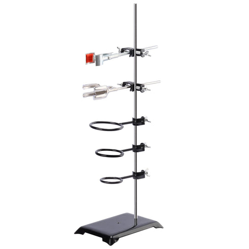 stonylab Lab Stand Set, Metalware Steel Support Stand with Rod, 4-Prong Burette Clamp, Flask Clamp