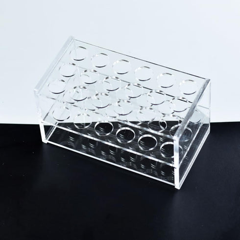 Clear Acrylic Test Tube Holder Rack for 18 Holes, Tube Vial Holder, Makeup Brushes Drying Rack for 10ml 15ml Test Tubes