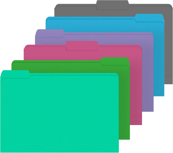HERKKA 120 Pack File Folders - 1/3 Cut Tab, Letter Size, Assorted 6 Colors for Office and Classroom Use