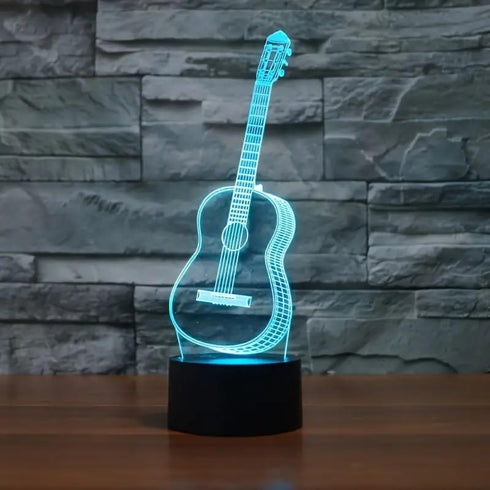 3D 7 Dependable Industries inc. Essentials Rock & Roll Guitar LED Light Color Changing Table Lamp Night Light