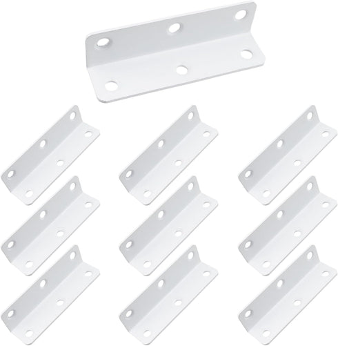 10Pcs White L Bracket,Heavy Duty Corner Brace,Stainless Steel Shelf Bracket Angle Bracket