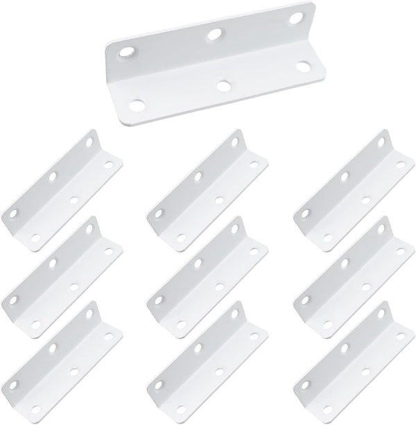 10Pcs White L Bracket,Heavy Duty Corner Brace,Stainless Steel Shelf Bracket Angle Bracket