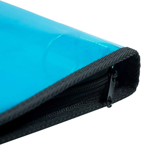 JAM PAPER Plastic Zipper 1 Inch Binder, Blue 3 Ring Binder, Sold Individually