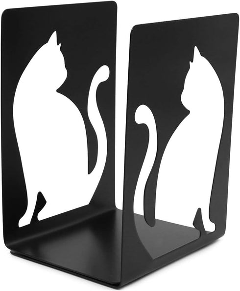 Apol Unique Hollow Out Design Cat Bookends Student Book Ends Metal Office Desk School Library Decoration Bookshelf Book