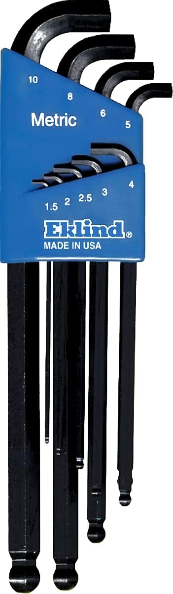 Eklind Tool Stubby-Ball-Hex-L Key Allen Wrench Set, 9pc Metric MM Sizes 1.5-10