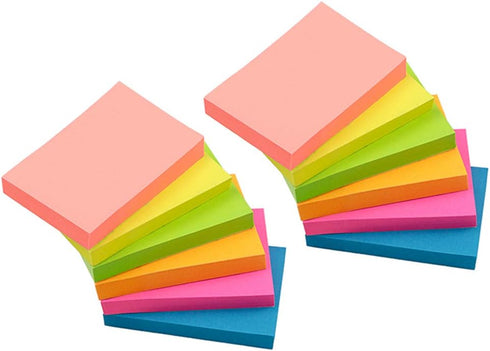 VANZAVANZU Sticky Notes - Self-Stick Notes 2x3 in, 12 Pads, 100 Sheets/Pad, 6 Bright Colors