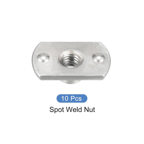 METALLIXITY Spot Weld Nuts (M6) 10Pcs, Carbon Steel Double Tab Fastener Nut for Industrial Building