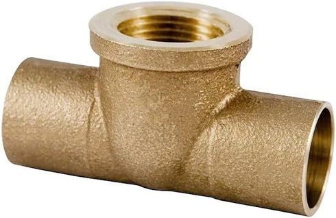 EZ-FLUID Plumbing 1" C x C x FIP Sweat Brass Tee, LF Brass Tee Pressure Copper Fitting for Residential, Commercial (1)