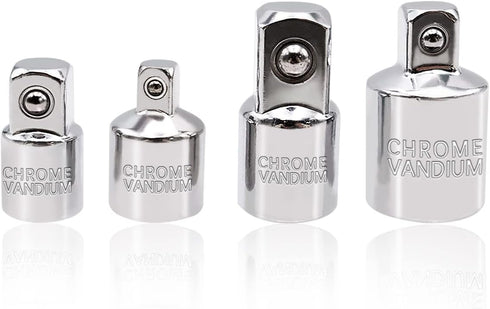 4PCS Silver Socket Adapter Set, 1/4" x 3/8", 3/8" x 1/4", 3/8" x 1/2", 1/2" x 3/8" Ratchet Converter Kit