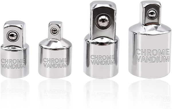 4PCS Silver Socket Adapter Set, 1/4" x 3/8", 3/8" x 1/4", 3/8" x 1/2", 1/2" x 3/8" Ratchet Converter Kit