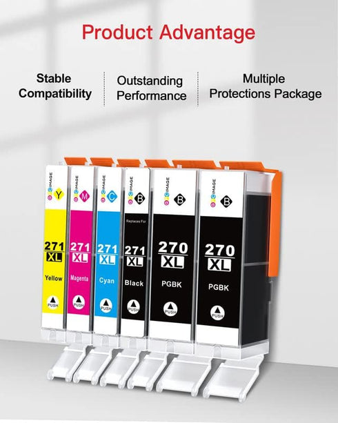 GPC Image Ink Cartridge Compatible for Canon PGI-270 CLI-271 (12 Pack) for use with PIXMA MG6820 MG6821 MG7720 MG5720