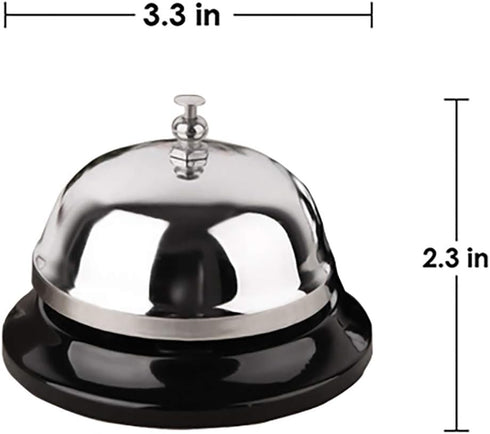 Call Bell 2 Packs, 3.3 Inch Diameter, Metal Anti-Rust Construction, Desk Bell for Hotels, Schools, Restaurants, and