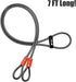 7FT 10mm (3/8") BV Heavy-Duty Security Cable Lock with Loops Extra Thick Braided Steel, Cut-Resistant & Weatherproof