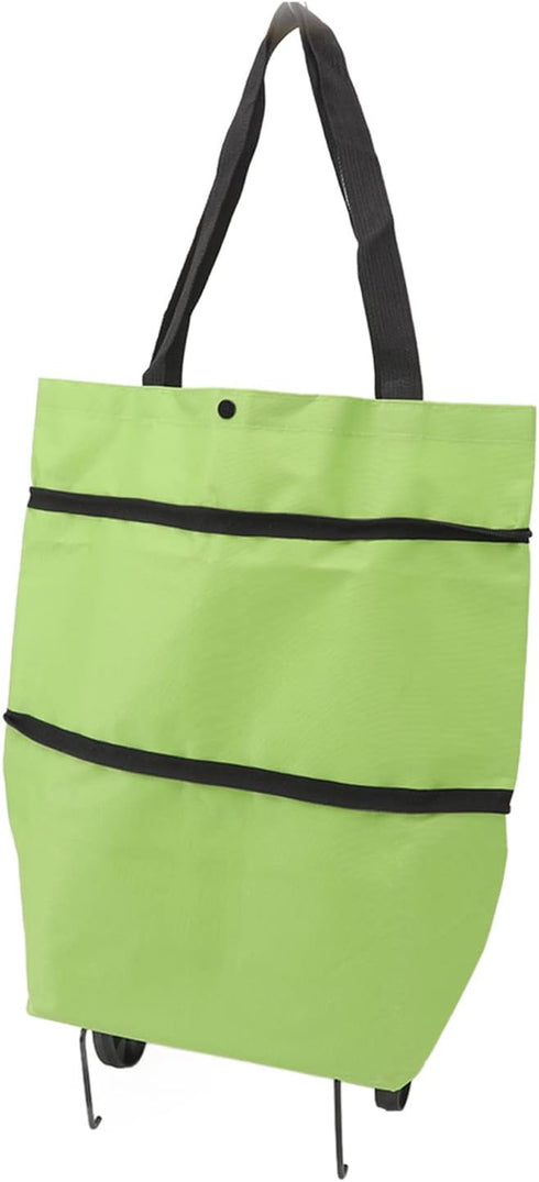 -Duty Rolling Grocery Cart Bag with Reinforced Oxford Fabric, Gliding Wheels & Ergonomic Handle for Apartments, Beach