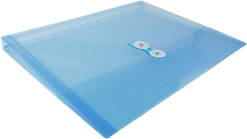 JAM PAPER Plastic Envelopes with Button & String Tie Closure, Blue, 12/Pack