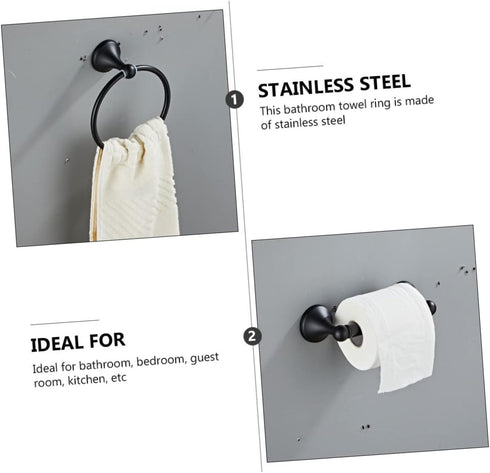 Bathroom Towel Rack Black Stainless Steel Combination Modern Freestanding Design for Efficient Bathroom Storage