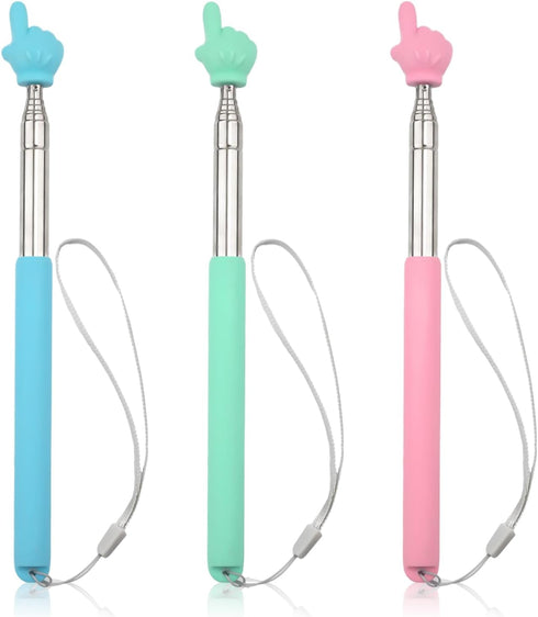 XIHIRCD 3pcs Telescopic Teachers Pointer, Pointer Sticks with Lanyard, Extendable Hand Pointer Finger